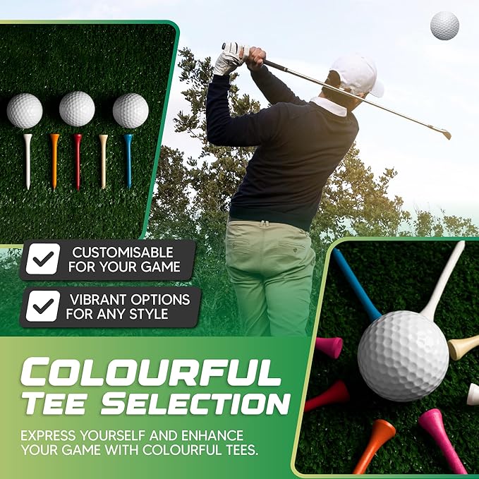 Wood Golf Tees - Standard Golf Tees for Men and Women