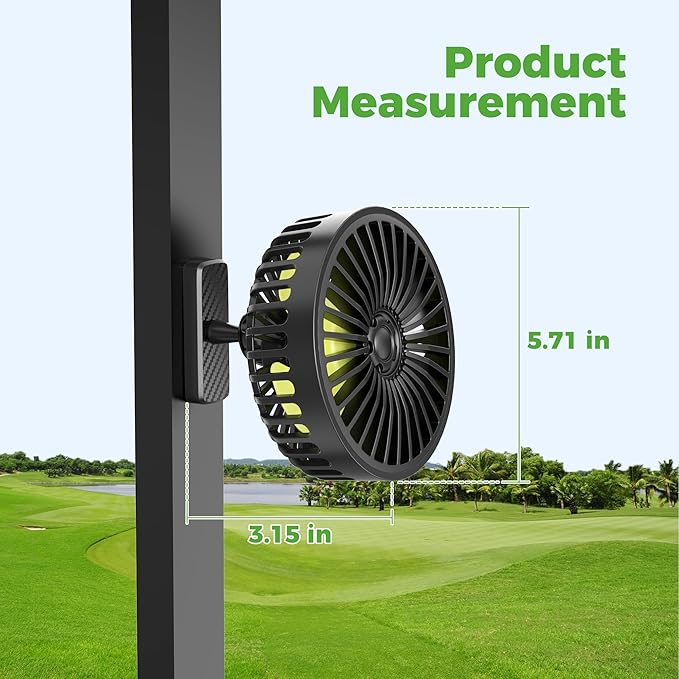 Universal Fan with Magnetic Bracket, 3 Speed Settings USB Powered Fan for Office Car Golf Cart with Magnetic Bracket