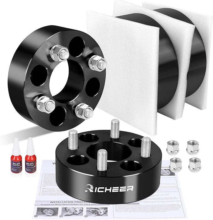 Richeer 4x4 Wheel Spacers for EZ GO EZGO Club Car Golf Carts and ATV Vehicles, 4 PCS 1.5 inch 4x101.6mm Wheel Spacers with 1/2 x20 Studs & 62mm Center Bore