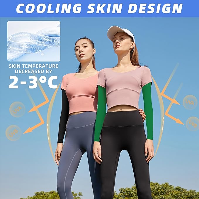 BHYTAKI UV Sun Protection Arm Sleeves, UPF 50 Sports Cooling Arm Compression Sleeves for Men Women Teenager