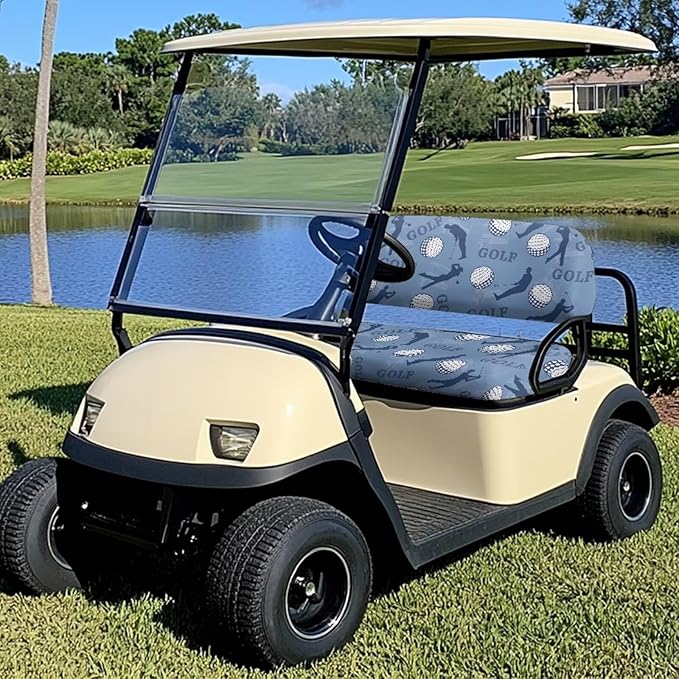 Golf Cart Seat Covers, Universal Fit & Nonskid Bottom Fits for Club Car 2 Person Seats Golf Carts