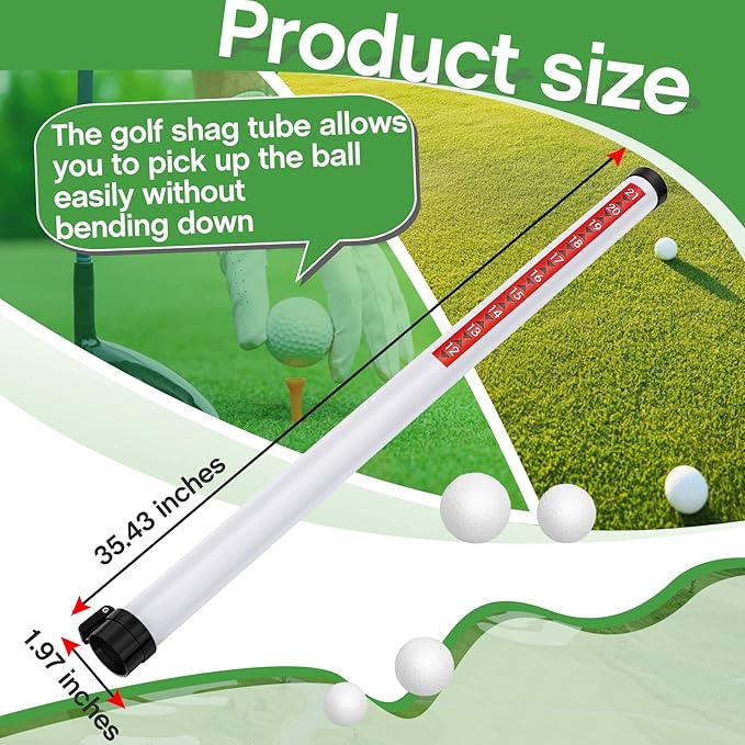 Deekin 2 Pieces Golf Ball Picker Plastic Clear Golf Ball Retriever Collector Golf Ball Pickup Tool Shag Tube