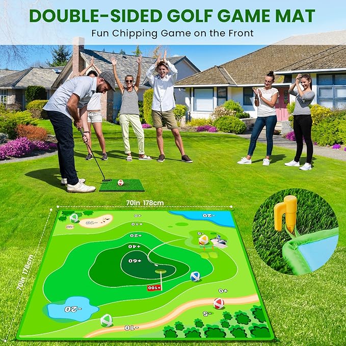 Golf Chipping Practice Mat for Backyard Games, Battle Golf Hitting Mat for Swing Training, Fun Golf Party Game, Perfect for Outdoor Activities