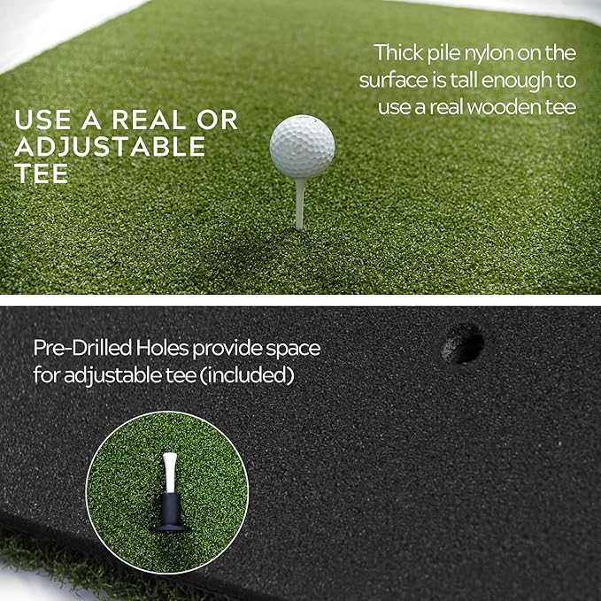 The Original Country Club Elite® by Real Feel Golf Mats® 10”X24” Hitting Strip | Heavy Duty Commercial Practice Mat | Accepts A Real Tee | Swing Down and Through | Indoor/Outdoor