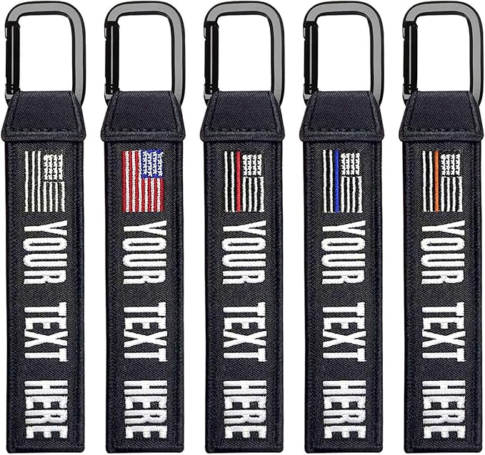ssass Custom Luggage Tag Keychain, Personalized Embroidery Name ID Key Keychain Tags, Motorcycle Key Tags with USA Flag for Suitcases, Tactical Backpack, Keys, Gifts