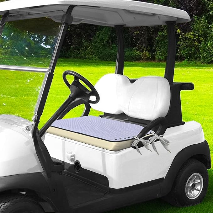 YOKYHOM Golf Cart Seat Covers, Universal Fit Golf Cart Seat Towel Blanket with Adjustable Tie Ropes & Non-Slip Bottom, Padded Design Fits Yamaha/EZGO/Club Car (39"x22", Light Purple)