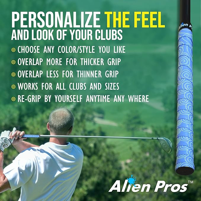 Alien Pros Golf Grip Wrapping Tapes - Innovative Golf Club Grip Solution - Enjoy a Fresh New Grip Feel in Less Than 1 Minute