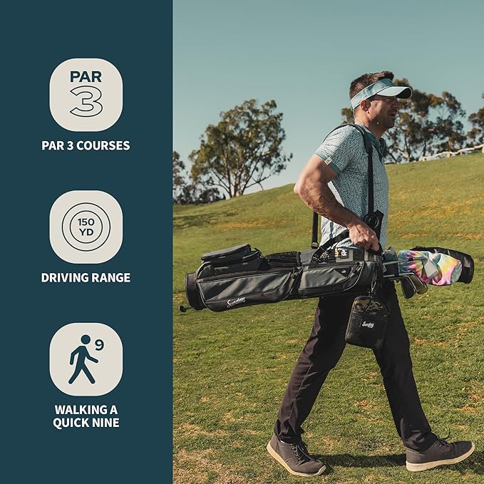 The Original Sunday Golf Loma Bag – Lightweight Golf Bag with Strap & Stand, Easy to Carry Pitch n Putt Stand Bag for Driving Range, Par 3 & Executive Courses, 31 Inches