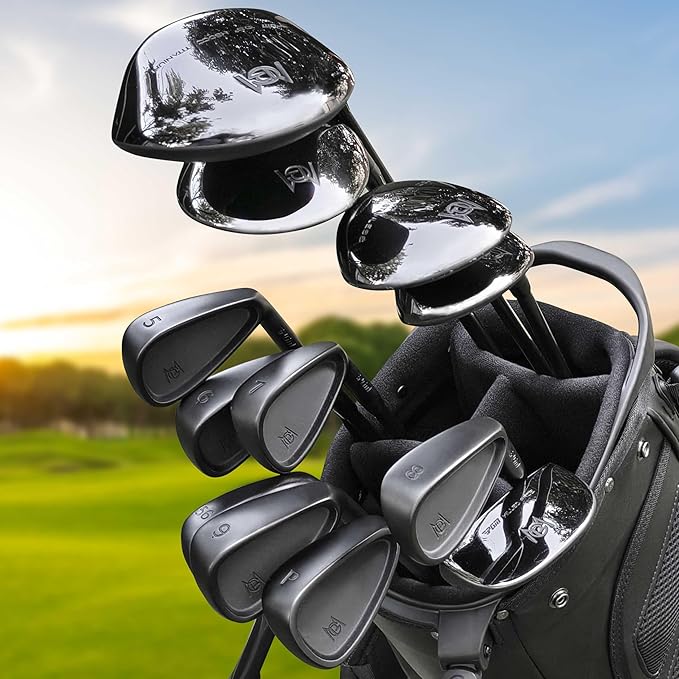 PGM 19 Piece Men's Complete Golf Club Sets - Ultra-Thin Face Titanium Driver (0.85+ COR), High COR Fairway Woods, Forged Irons, Precision CNC Milled Putter, with Stand Bag - Right Handed