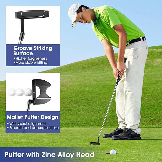 ULTIMATE Men's Complete Golf Club Set – Right-Handed, 9/11-Piece Full Set Including 460cc #1 Driver, #3 Fairway Wood, Hybrid, #6, #7, #8, #9, #P Irons, and a Precision Putter
