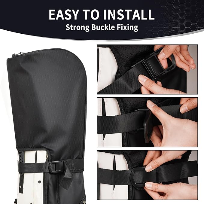 Golf Bag Rain Cover Hood with Adjustable Buckles,Portable Easy Access Golf Bag Cover for Golf Stand/Cart Bags, Upgraded Honeycomb Waterproof Dust Proof Fabric