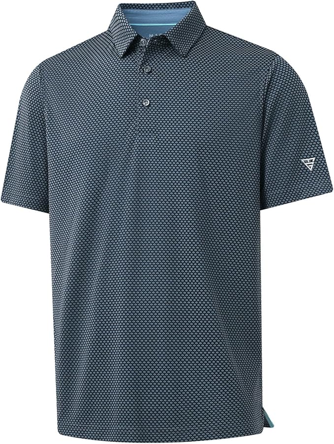 M MAELREG Golf Shirts for Men Moisture Wicking Jacquard Breathable Performance Dry Fit Collared Mens Polo Shirts Short Sleeve