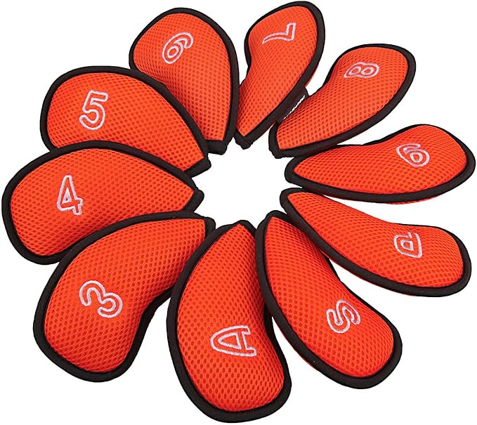 10Pcs/Pack New Meshy Golf Iron Covers Set Golf Club Head Cover Fit Most Irons