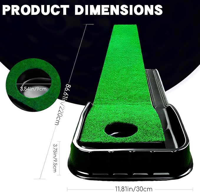 Golf Putting Mat Indoor - 86.61x11.81in Golf Practice Mat with Ball Return, Portable Indoor Putting Green for Home Office Backyard, Perfect for Beginners