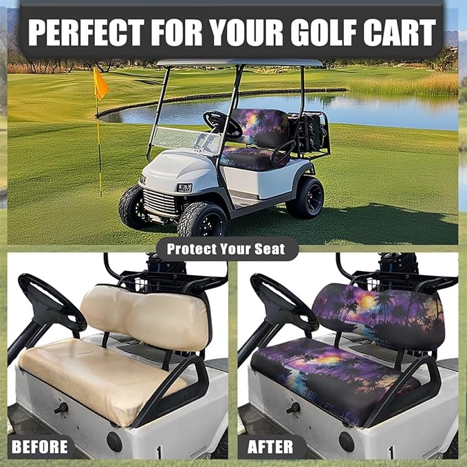 Fashion Print Golf Cart Seat Covers 2 Passenger Golf Cart Backrest Cover Golf Cart Seat Towel Gift for Friends