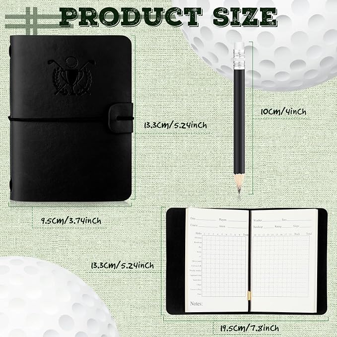 Yexiya Golf Scorecard Book with Pencil Leather Golf Journal Scorecard Holder Accessories Notebook Log Book Pocket Scorebook Gifts for Men Golfers, Sports and Outdoor Club Accessories