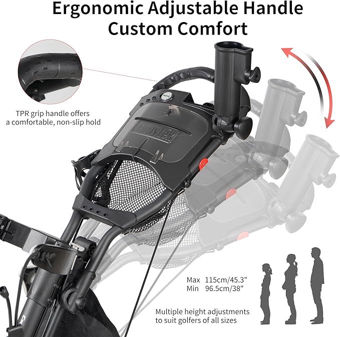Caddytek CaddyLite ONE-Swivel V8 Golf Push Cart - Lightweight 3 Wheel Foldable Cart with One-Click Folding, 360° Swivel Front Wheel, Adjustable Handle, Cooler Basket, Umbrella & Drink Holder