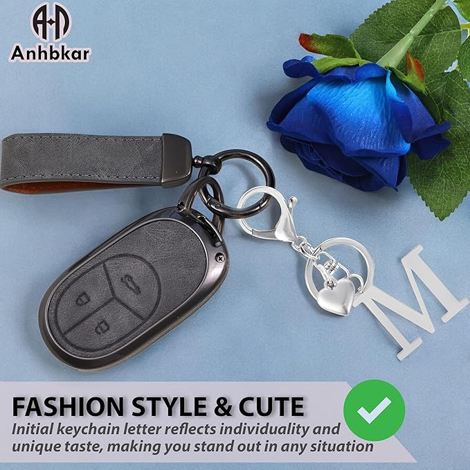 Metal Heart Alphabet Keychain for Women, Girls - Cute Initial Letter Accessories for Purse, Bag Charms and Backpack