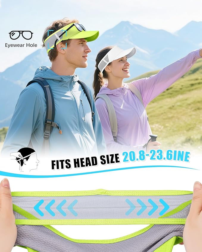Sports Sun Visor Hats for Women Men Lightweight Breathable Cooling Stretchy Visors Foldable UPF 50+ for Running Tennis Golf