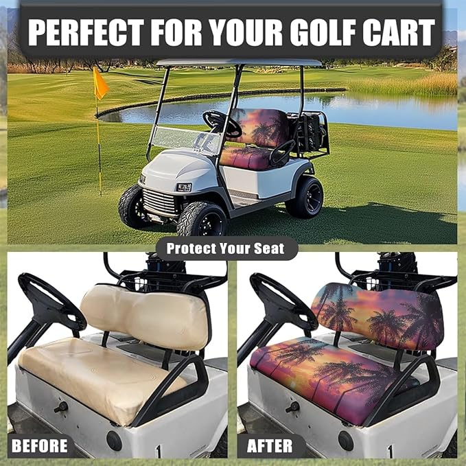 Fashion Print Golf Cart Seat Covers 2 Passenger Golf Cart Backrest Cover Golf Cart Seat Towel Gift for Friends