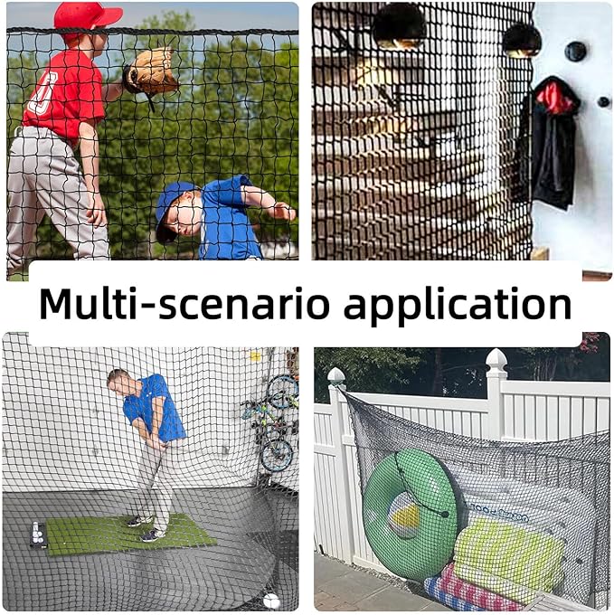 Golf Hitting Practice Net – Heavy Duty Golf Net for Backyard Driving Real Golf Balls, Multi-Sport Barrier Net for Baseball, Hockey, Soccer – with Bungee Cords & Zip Ties