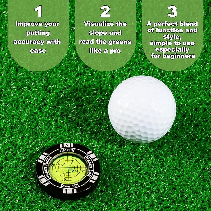 Golf Putt Green Reader, High Precision Golf Training Aid, Stylish Hat Clip Ball Marker, Golf Accessories for Men Women