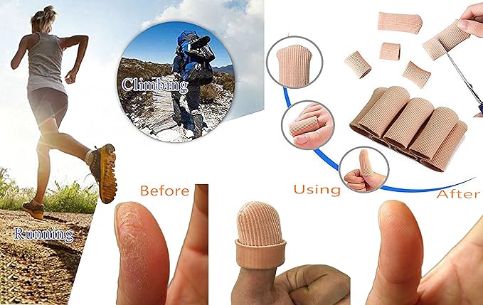 ERGOfoot 6 Pack Toe Caps Close Finger Toe Sleeve Tubes Toe Protectors Gel Rubbing Tube to Prevent Bunions, Hammertoes, Callus, Corn, Blisters(Diameter 1.5cm)
