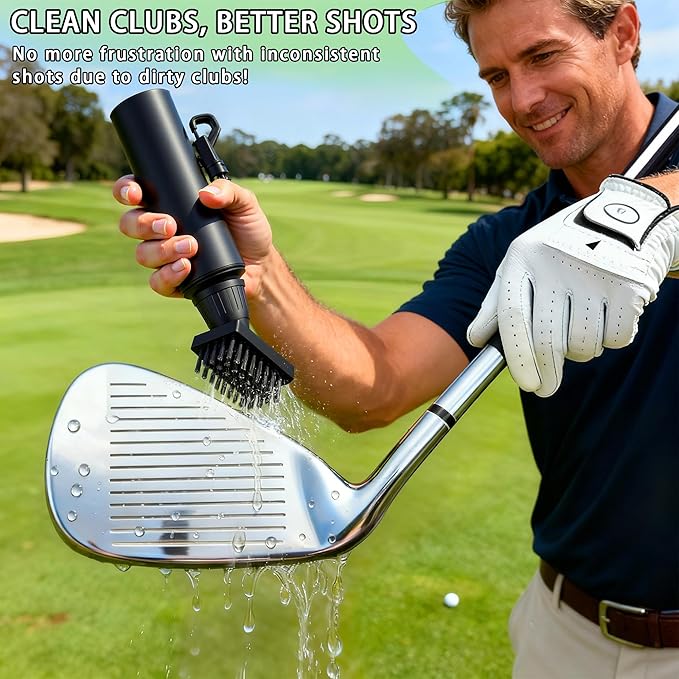 Golf Cleaning Kit Accessories,Golf Club Ball Cleaning Bag,Gift for Christmas,Club Ball Cleaning Bag,Club Brush with Water,Divot Repair Tool,Club Sharpener-Gifts for Men&Women