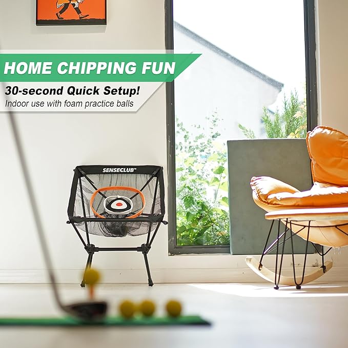 Foldable Chipping Net with Mat & Balls, Indoor Golf Practice Chipping Target, Backyard Golf Game & Gifts