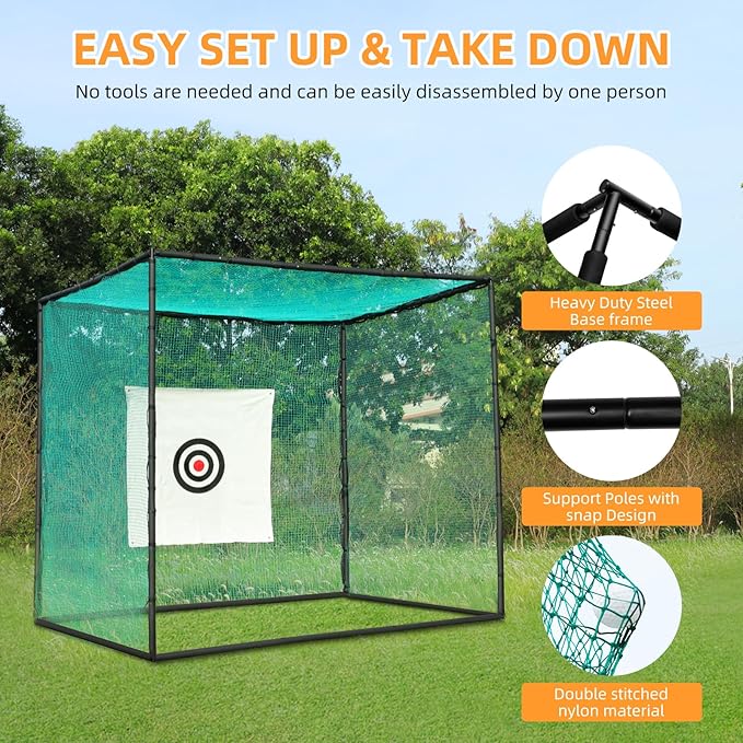 Golf Net for Backyard Driving Real Balls, 10x10x10 Ft Golf Hitting Net for Garage,Indoor/Outdoor Practice Net