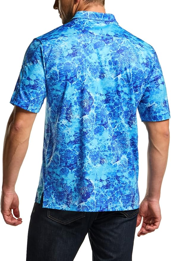 CQR Men's Polo Shirts, Tactical Short Sleeve Golf Performance Shirts, Lightweight Dry Fit UPF 50+ Pique