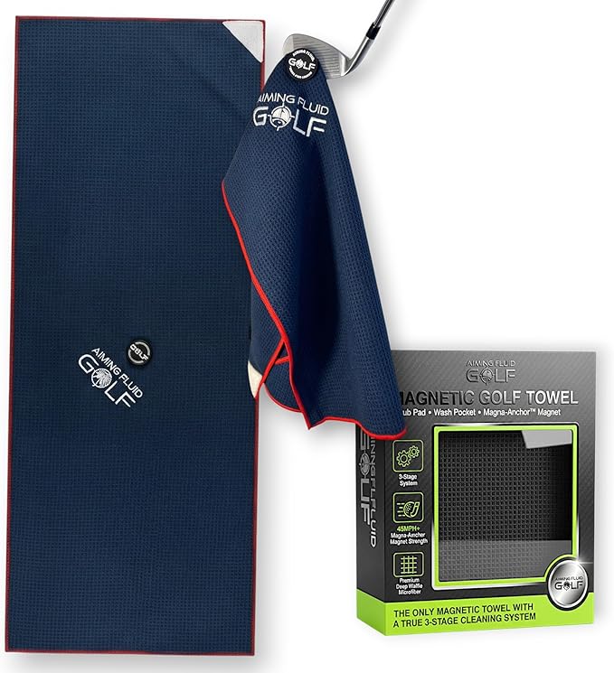 Magnetic Towel Club Glove Gear - 3 Stage Cleaning System- Microfiber Rag with Magnet for Golfcart Bags for Men and Women Blue, 16" x 40" The 40