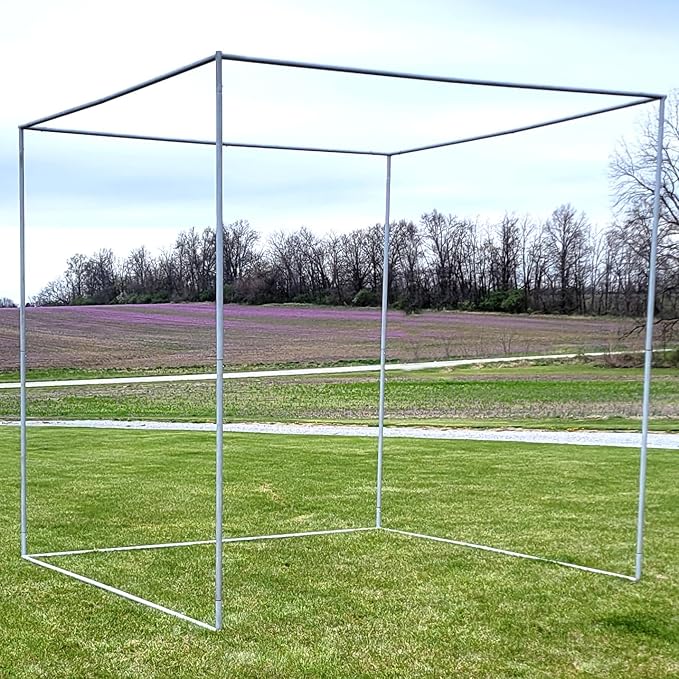 Jones Sports 10' x 10' x 10' #252 Knotless Nylon Golf Net and 10' x 10' Baffle with Complete Push-Button Frame