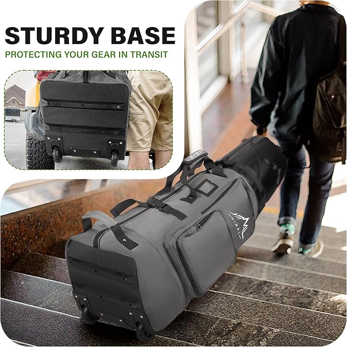 Golf Travel Bag with Hard Case Top, 1680D Heavy Duty Oxford Golf Club Travel Bags for Airlines with Wheels Easy to Maneuver