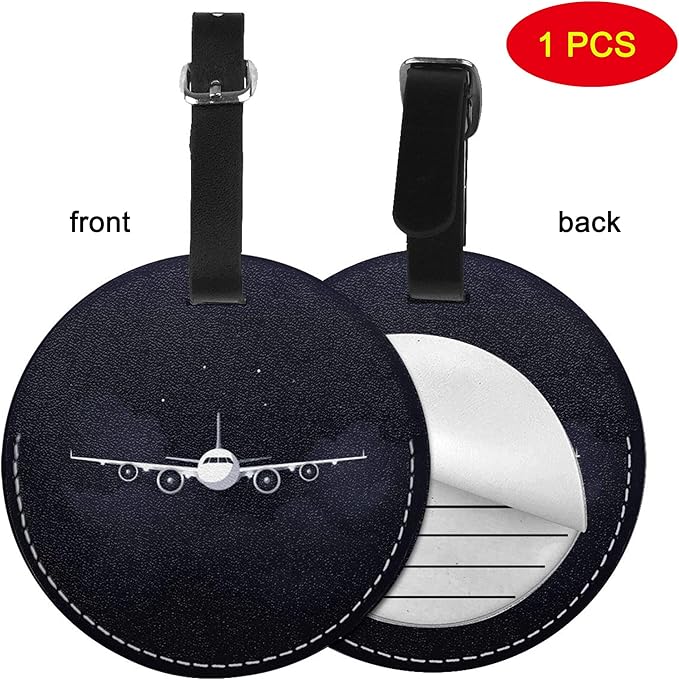Airplane Pilot Plane Luggage Tags for Suitcases, Pu Leather Baggage Tags Identifiers for Travel, Name Id Label for Baggage Bag Women Men