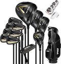 PGM NSR V 18 Piece Men's Complete Golf Club Sets - Adjustable Loft Titanium Driver (0.86 COR), Precision Weighted Fairway Woods, Forged Irons, CNC Milled Putter, with Stand Bag - Right Handed