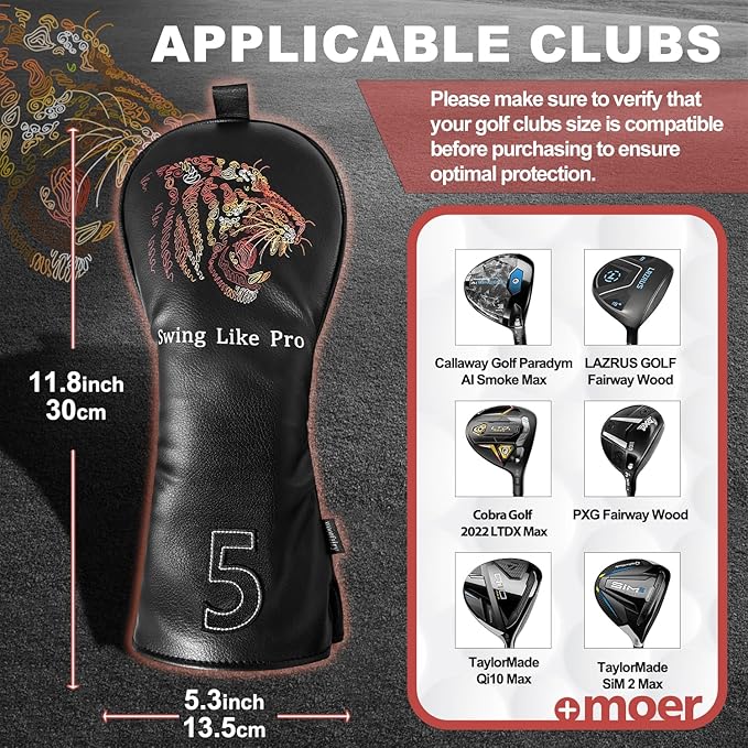Golf Club Cover for Driver Fairway Wood Hybrid Mallet Putter Cover, Wootfairy Golf Club Headcovers Waterproof Leather White Accessories Compatible with Taylormade Odyssey and More Brand