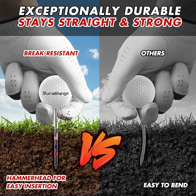 Premium Golf Tees - 5-Prong & 4-Prong Anti-Slip, Enhanced Stability, Unbreakable Golf T 3-1/4" for 360cc Drivers, Ideal Gift for Golfer