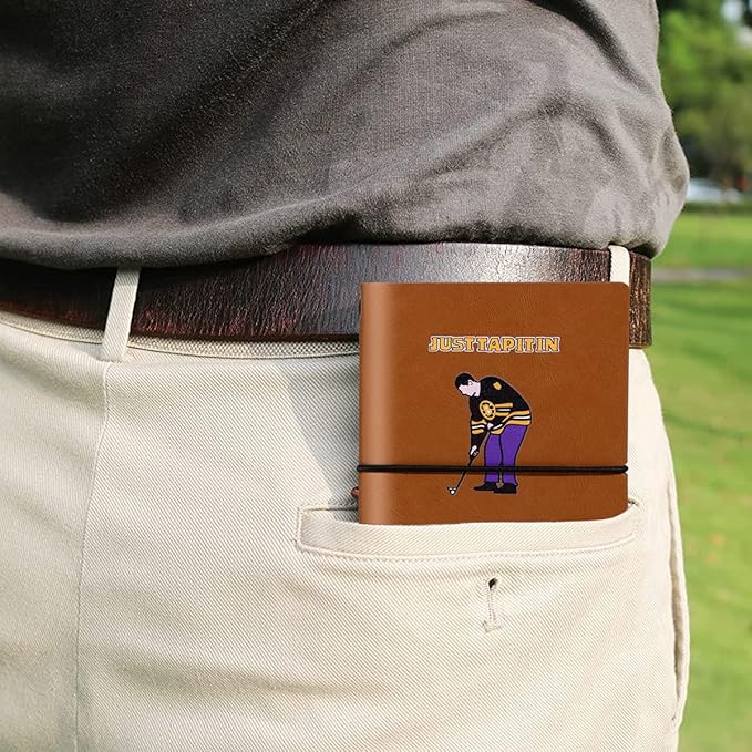 Leather Golf Scorecard Book Golf Yardage Book for Practice Stats and Round Logging - Golf Scorecard Book with Golf Score Cards Pages with Small Golf Pencil, Golf Terminology & Game Formats