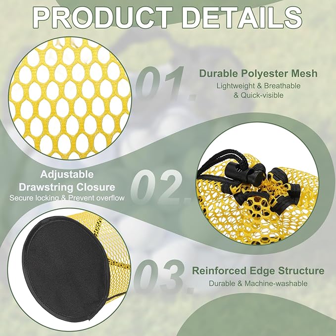 Golf Ball Storage Bag Nylon Mesh Golf Pouch with Adjustable Drawstring Closure for Balls Outdoor Sports Supplies