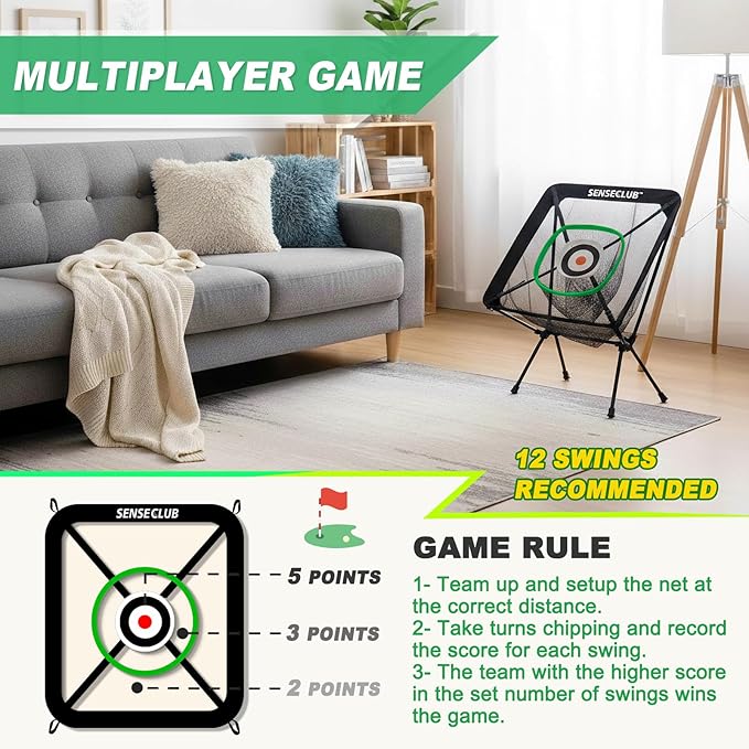 Foldable Chipping Net & Floating Green, Indoor Golf Practice Chipping Target, Backyard Golf Game & Gifts