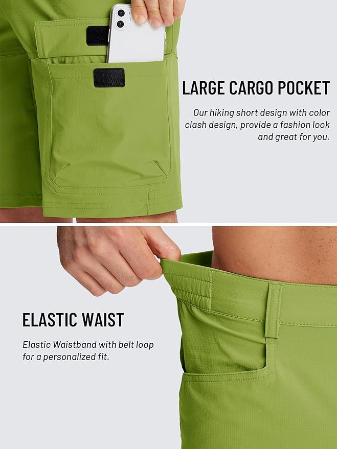 TACVASEN Men's Summer Outdoor Shorts Quick Dry Cargo Casual Work Hiking Shorts (NO Belt)
