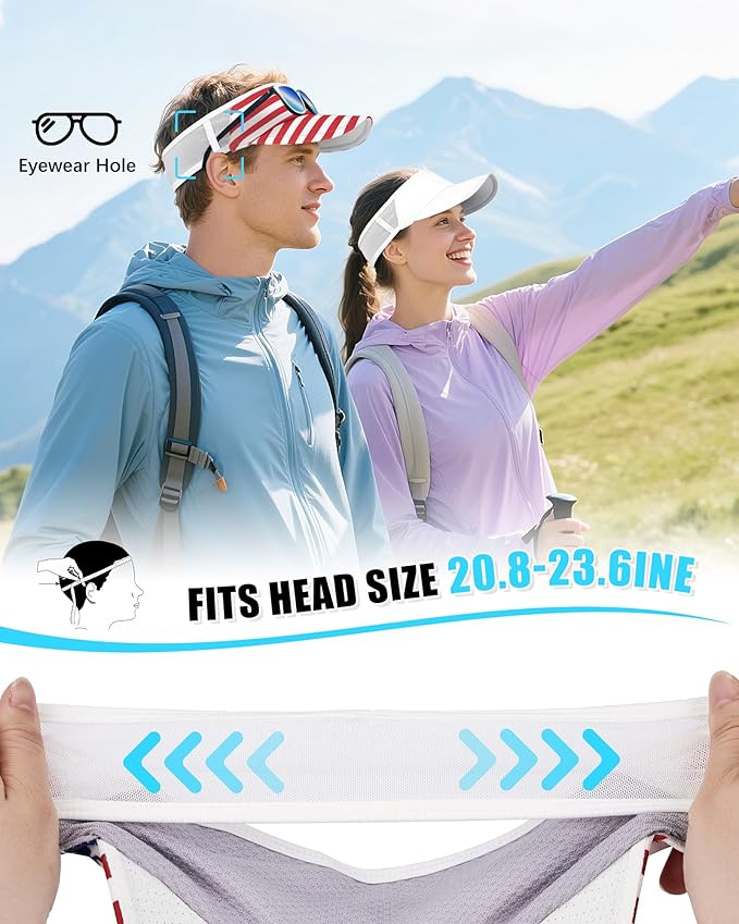 Sports Sun Visor Hats for Women Men Lightweight Breathable Cooling Stretchy Visors Foldable UPF 50+ for Running Tennis Golf