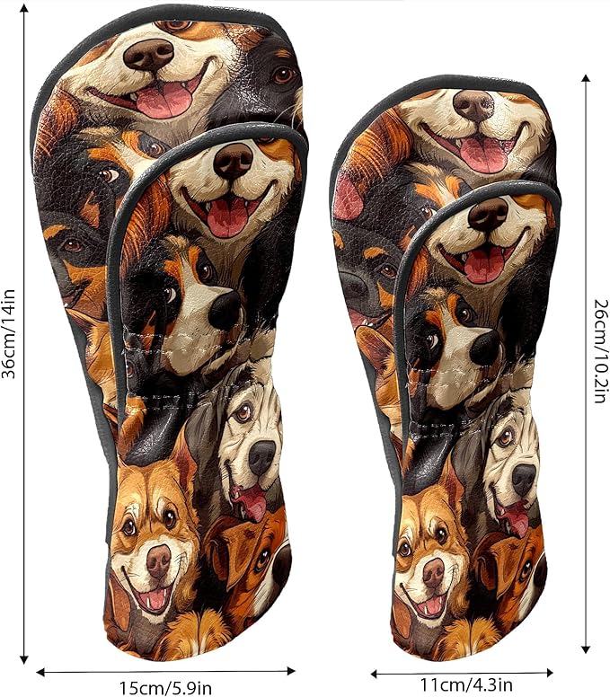 Golf Club Covers Cats Black Driver Headcover, Leather Golf Club Head Covers for Driver Fairway Woods Waterproof Golf Headcovers with Anti-Scratch Lining for Men Women
