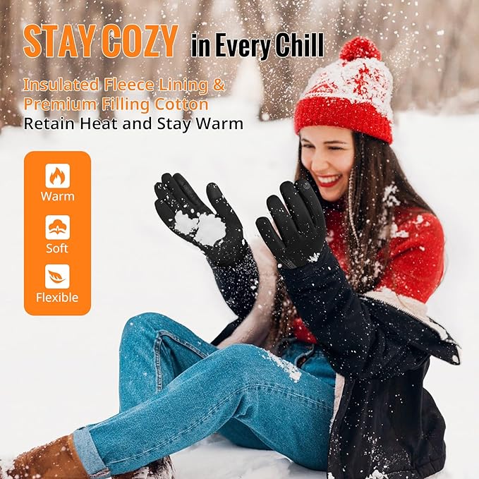 ATERCEL Winter Gloves Men and Women Cold Weather Glove Touchscreen Warm Waterproof Bicycle Gloves Sports Ski Glove