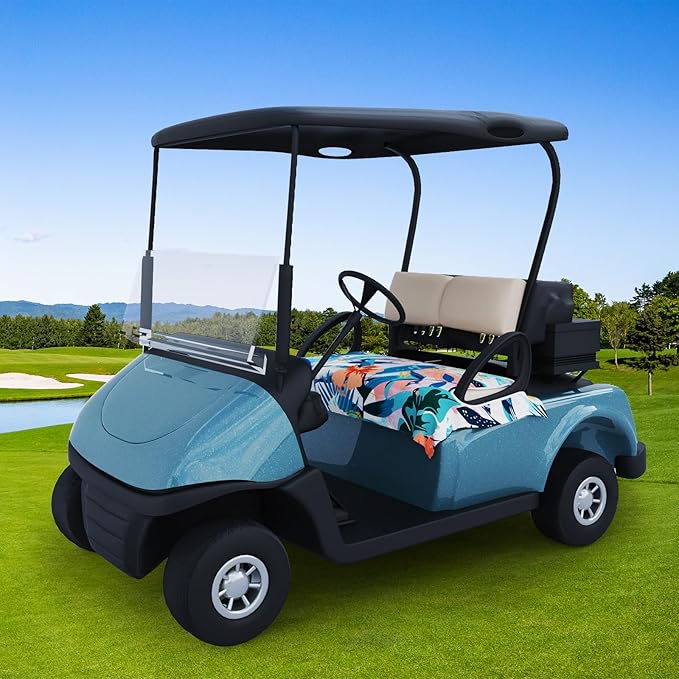 AQQA Golf Cart Seat Covers, Tropical Palm Leaf-Boho-Marble Microfiber Golf Cart Seat Blanket, Golf Blanket, Golf Accessories, Golf Cart Seat Towel Fits All 2-Seat Golf Carts, 55"x 32"