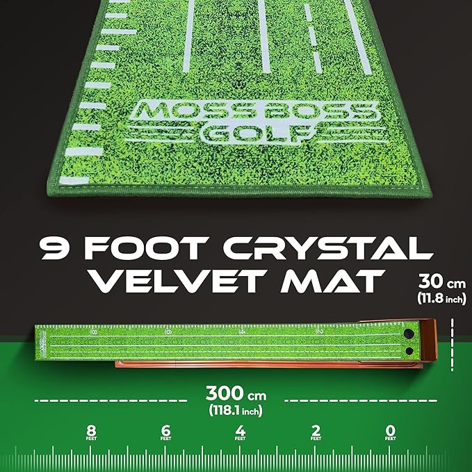 Practice Putting Mat with Automatic Ball Return Track & Putting Mirror - Indoor Golf Practice Mat for Mini Games & Home/Office Use, Great Gift for Golf Lovers