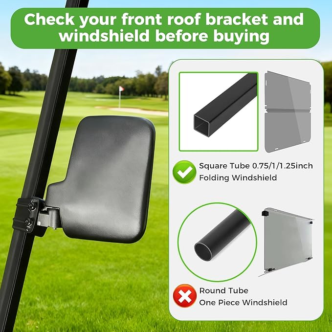 10L0L Golf Cart Mirror Universal for Yamaha, Club Car, EZGO, No Drilling Extra Large Side Rear View with Blind Spot Mirror Folding Adjustable 180 Degree