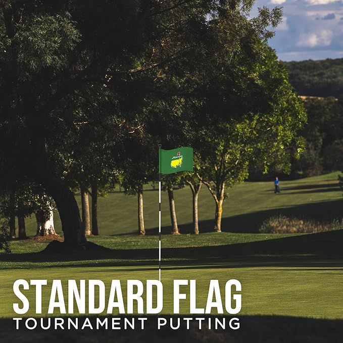 Golf Flag with Tube, Double-Side Printed Augusta National Flag, 420D Nylon Golf Pin Flags, Putting Green Flags for Golf Course Driving Range Collection, 14" H x 20" L, Green