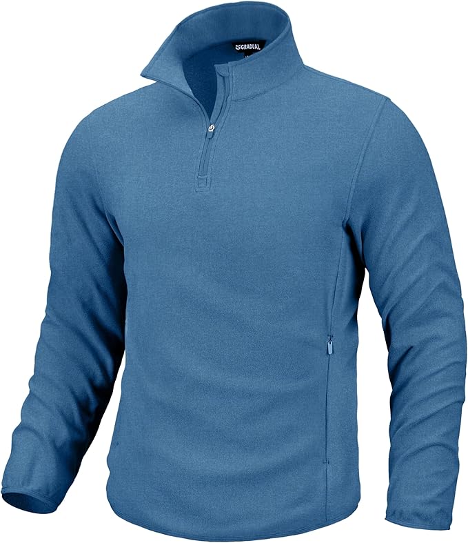 G Gradual Mens Quarter Zip Pullover Fleece with 2 Zipper Pockets Long Sleeve Golf Shirt Winter Athletic Sweater Lightweight